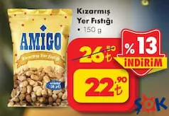 AMİGO KIZARMIŞ YER FISTIĞI 150 G AMİGO KIZARMIŞ YER FISTIĞI 150 G
